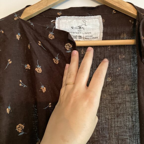 SINTRA linen cardigan jacket in midi length - Espresso Rose (retired color) - Picture 2 of 4